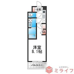 アドバンス大阪フェリシア 1Kの間取図画像