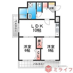 グランボア 2LDKの間取図画像