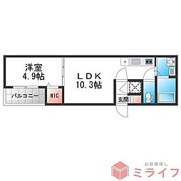 Fメゾンアトリオ2 1LDKの間取図画像