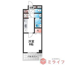 CITYSPIRE平野 1Kの間取図画像
