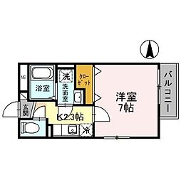 トレーデ 1Kの間取図画像