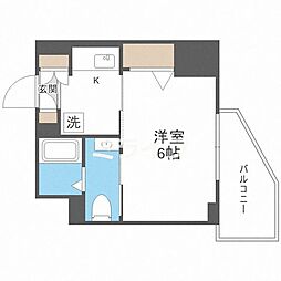 ワールドアイ大阪城EASTアドバンス 11階1Kの間取り