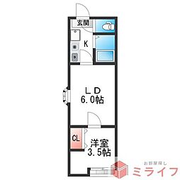 山本住宅 1LDKの間取図画像