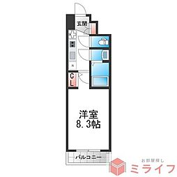 プレデコート北田辺 1Kの間取図画像