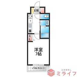 Luxe大阪城南 1Kの間取図画像