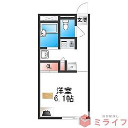 レオパレスきらら 1Kの間取図画像