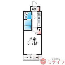 プラ・ディオ新深江 1Kの間取図画像