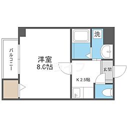 ソリティア桃谷 1Kの間取図画像
