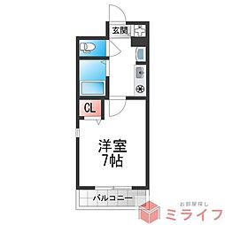 プリモスタジオ 1Kの間取図画像