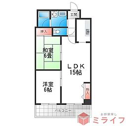 サンライズ有 2LDKの間取図画像