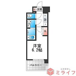 エスリード大阪イーストエッジ 1Kの間取図画像