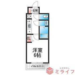 プレリス北巽駅前ラバルス 1Kの間取図画像