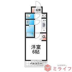 プレリス大阪今里サヴィア 1Kの間取図画像