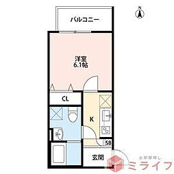 リサージュ 1Kの間取図画像