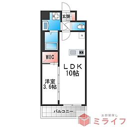 リヴェント玉造 1LDKの間取図画像