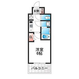 プレサンス鶴橋トレヴィエ 1Kの間取図画像