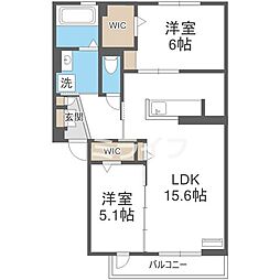 Lunaria 3階2LDKの間取り