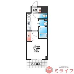 オズレジデンス今里NORTH 6階1Kの間取り