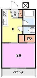 メゾン高品B 1Kの間取図画像