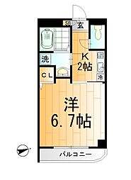 ガーデンコート青葉の森 1Kの間取図画像