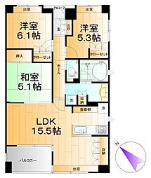 メビウスブレイン西千葉 4階3LDKの間取り