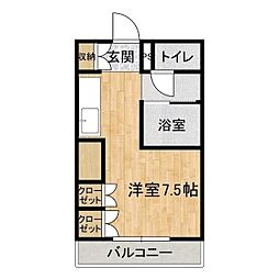 カスタードハイツ 1階1Kの間取り