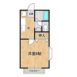 ユタカハイツ 2階1Kの間取り