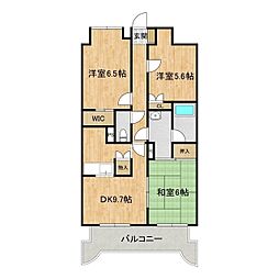 グランスクエア赤塚 5階3DKの間取り