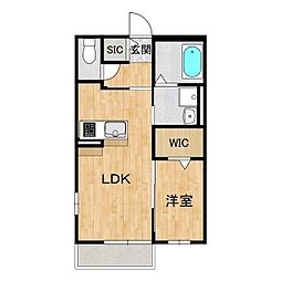 桂ハイム常磐 2階1LDKの間取り