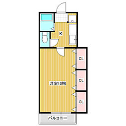 PSビル 1Kの間取図画像