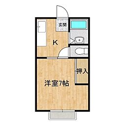 シャンポールM2 1Kの間取図画像