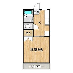 サンハイム 1Kの間取図画像