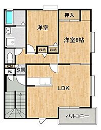 ガーデンハウス中野1 2LDKの間取図画像