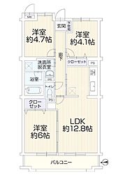 パシフィックパレス平塚 3LDKの間取図画像