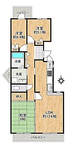 間取り:3LDK、専有面積66.65m2、バルコニー面積13.21m2 間取り:3LDK、専有面積66.65m2、バルコニー面積13.21m2