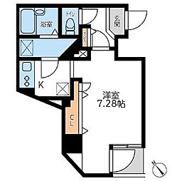 東京メトロ南北線 六本木一丁目駅 徒歩2分の賃貸マンション 7階1Kの間取り