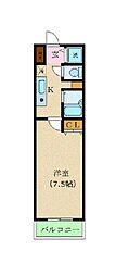 カスタリア新宿 1Kの間取図画像