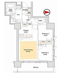 ウエリス六本木 2LDKの間取図画像