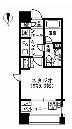 東京メトロ南北線 市ケ谷駅 徒歩6分の賃貸マンション 3階1Kの間取り