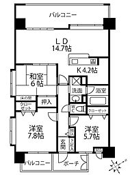 シーサイドパレスフェニックス古賀 814 3LDKの間取り