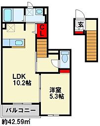 シュトラント神正 2階1LDKの間取り