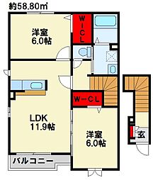 ミニヨン・カーサ2 2LDKの間取図画像