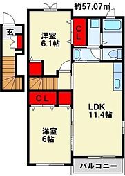 スターヒル2 2LDKの間取図画像