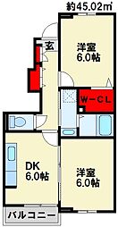 パークヒル 2DKの間取図画像