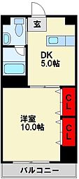 カレント2 1DKの間取図画像