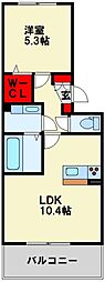 セントラルパーク三ヶ森 1LDKの間取図画像