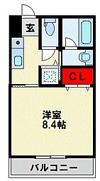 ザスクエア紅梅プレミアム 1Kの間取図画像