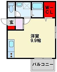 トレス中間参番館 ワンルームの間取図画像
