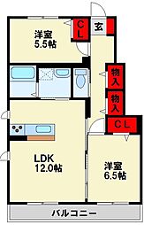 ライフサイズ4 2LDKの間取図画像