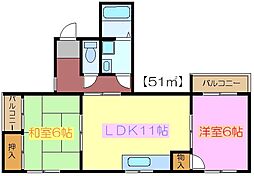 ウィスタリアパーク 2LDKの間取図画像